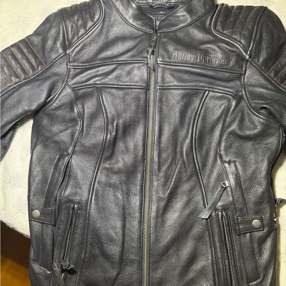Harley-Davidson Women's Black Quilted Leather Motorcycle Jacket - Picture 8 of 12